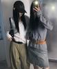 CHICKS Ribbed Slim Fit Hoodie Knit White