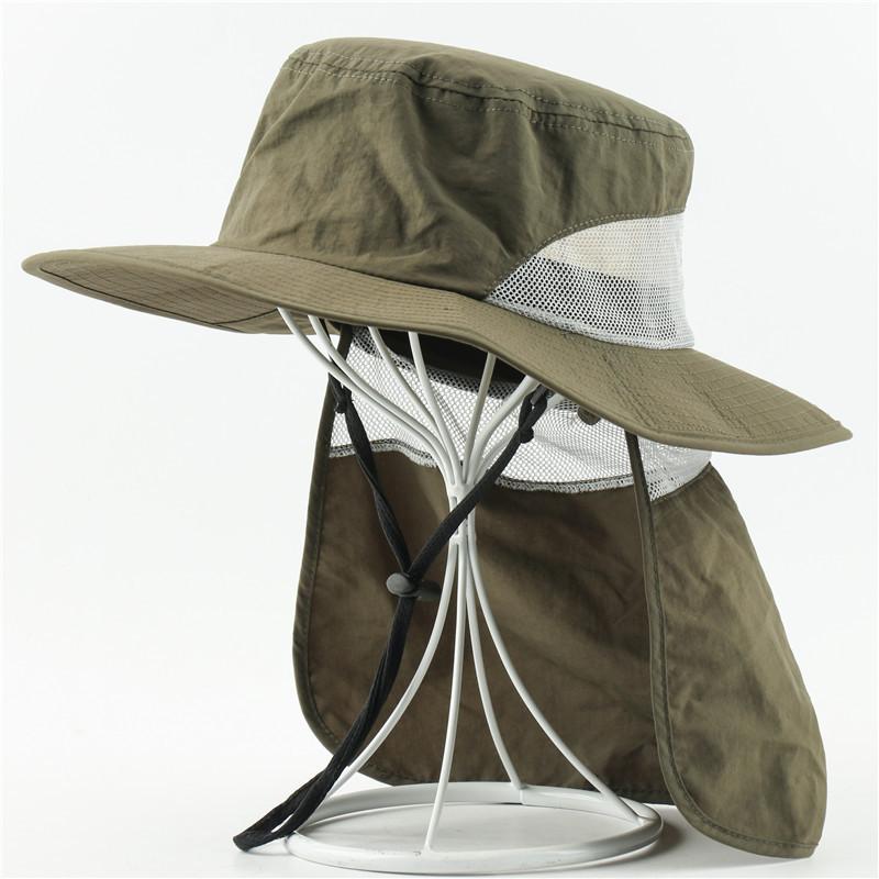 

Men s and women s outdoor shawl bucket hat sunscreen sun hat neck protector devil hat waterproof shading UV protection outdoor hat 55-60cm армия зеленый