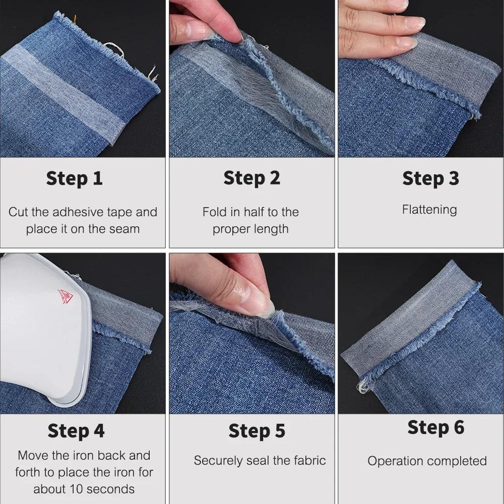 White Non-woven Interlining Adhesive Fabric Cloth Apparel Iron on Hem Tape Edge Shorten Pants Double-sided Tapes DIY Sewing Tool
