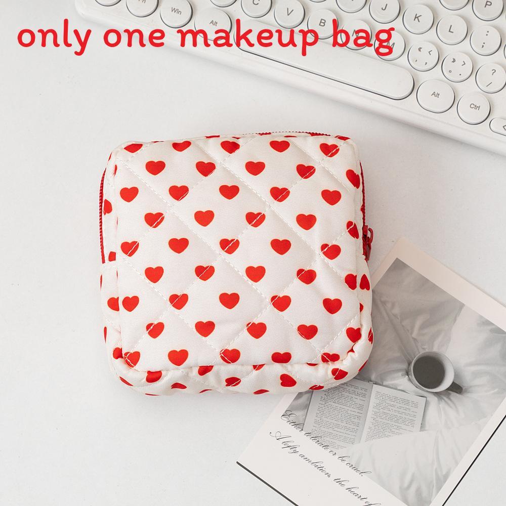 Heart Pattern Travel Makeup Bag With Breathable Cotton For Women And Men