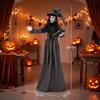 180cm Life Size Animated Witch Halloween Decorations Outdoor Indoor, Scary Halloween Animatronics Decor