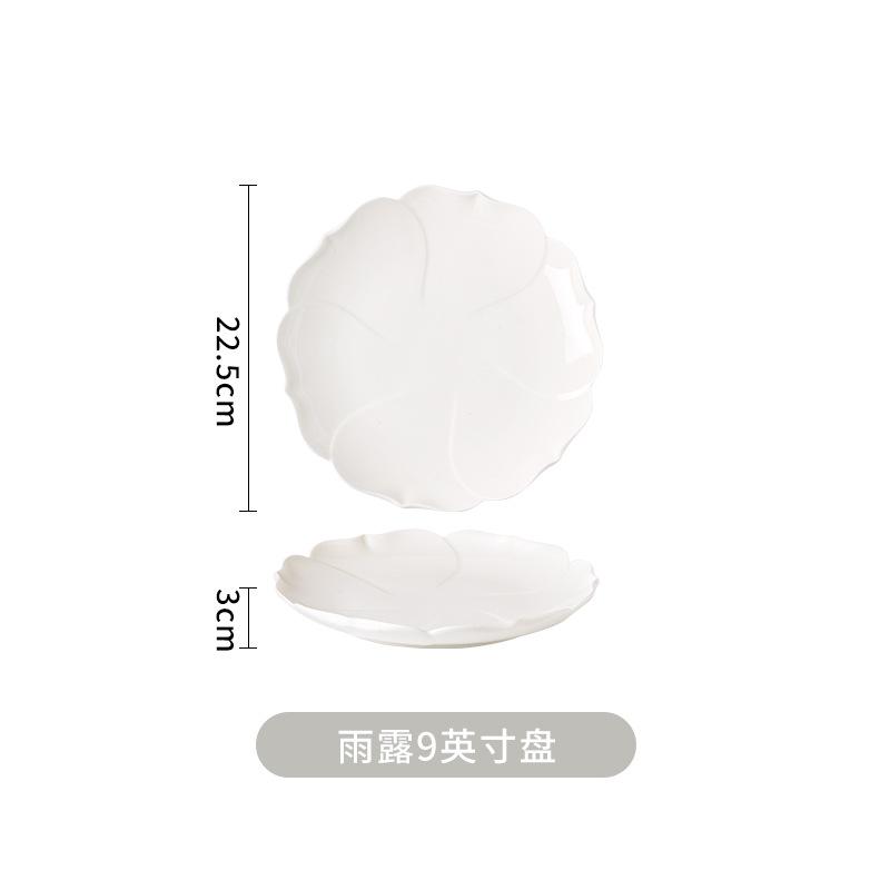 Modern Petal-shaped Ceramic Plate Home Snack Candy Tea Plate Suitable Hotel Restaurant White Porcelain Salad Plate Cooking Dish