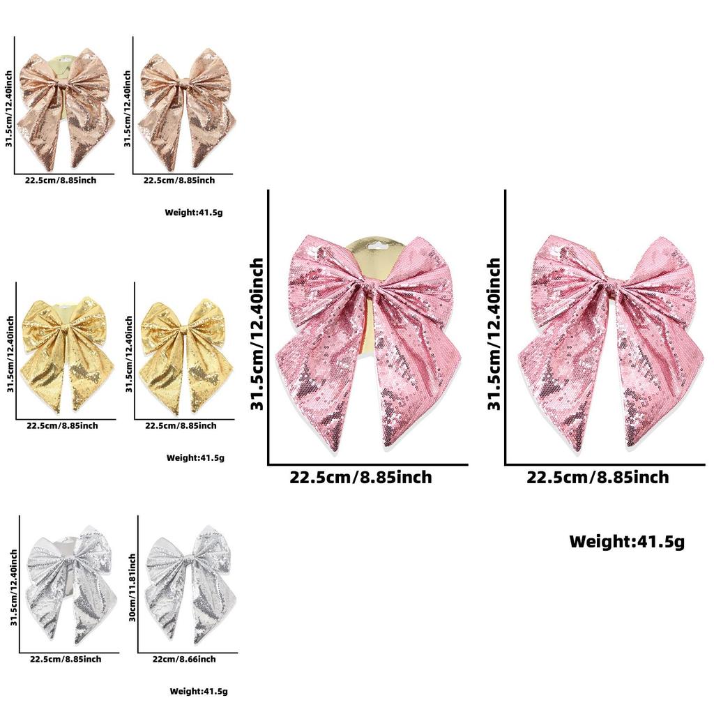 Sparkling Holiday Bow Sequin Pearl Cotton Bow Christmas Tree Decoration Set