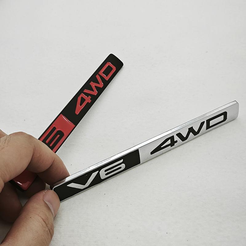 3D Metaal Auto Styling V6 4WD Logo Achterklep Badge Zijspatbord Embleem Sticker Auto Carrosserie Auto Exterieur Accessoires