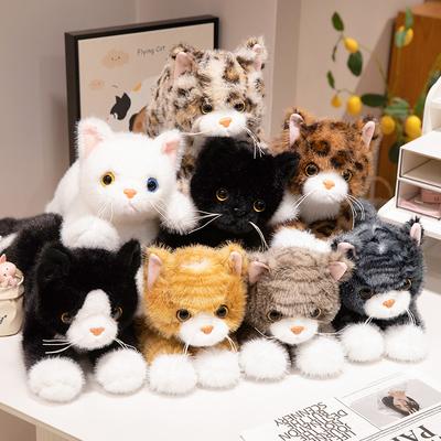 Cute Simulation Kitten Doll Plush Toy Lying Down Tiger Pattern Orange Cat Doll Girl Cloth Doll