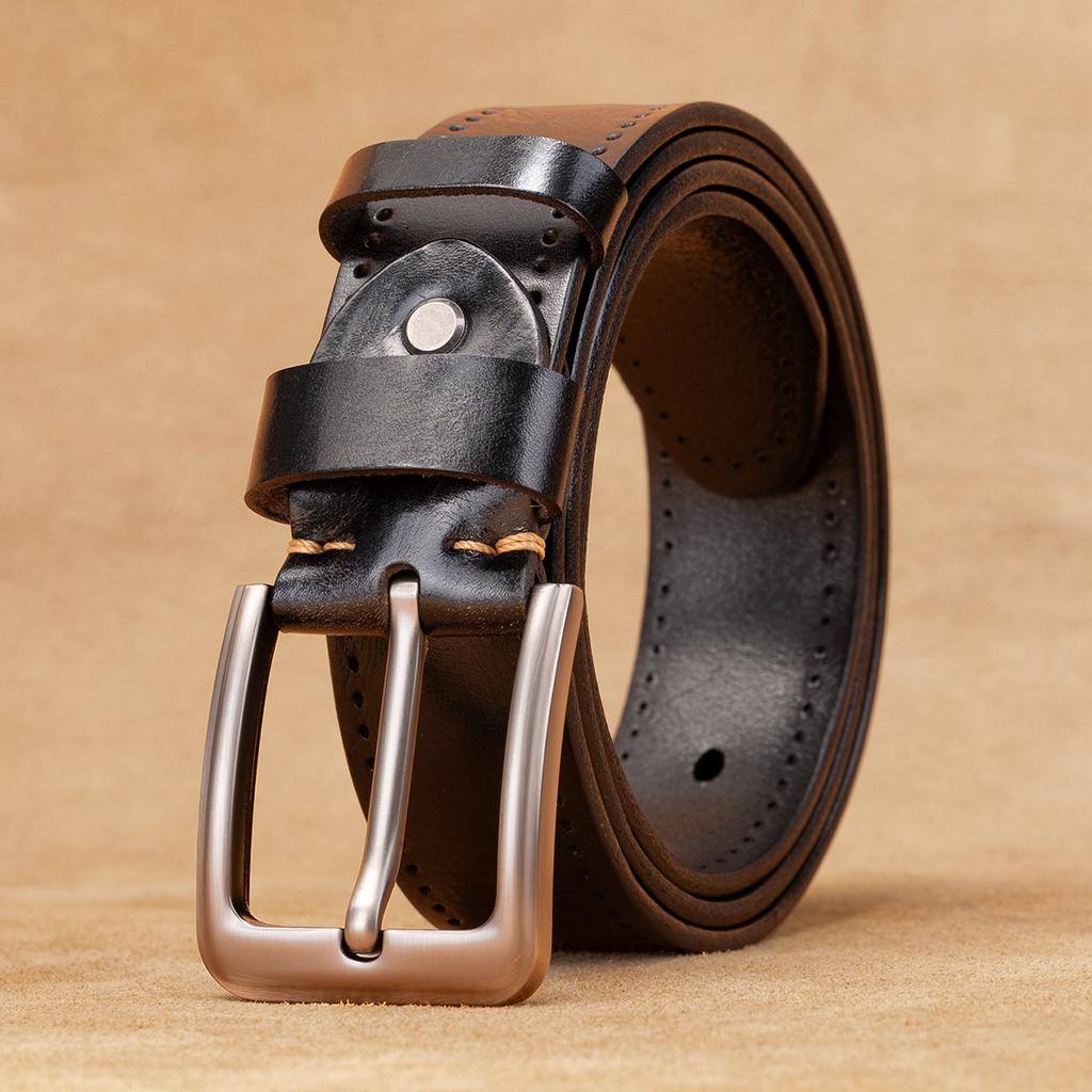 Belt Men'S First Layer Cowhide Tree Paste Leather Pin Buckle Men'S Belt Genuine Leather Retro Casual Pants With Men'S Models