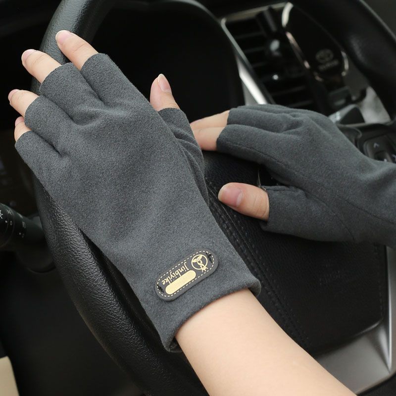 

Женские зимние перчатки без пальцев с открытыми пальцами, теплые флисовые, тонкие студенческие для письма, с прорезями для пяти пальцев, Heattech, мужские перчатки без пальцев Hidden Gray One size