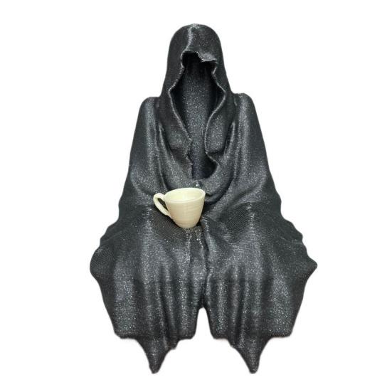Halloweenská černá róba ozdoba strašidelná gotická figurka Smrtky socha skulptura sváteční párty domácí kancelář stolní dekorace