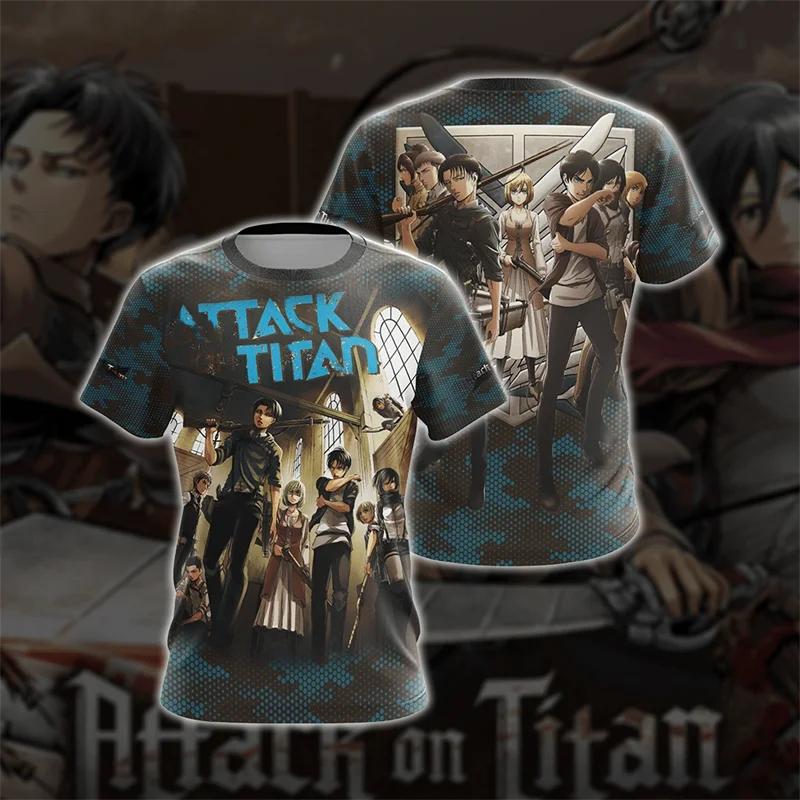 Anime "Attack on Titan" Levi Ackerman Graphic Men's T-shirts 3D Manga Printed T-shirts Summer Round Neck Casual Harajuku Fashion T-shirts