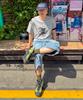 MAISON MINED Vestige Cargo Bermuda Pants Mid Blue