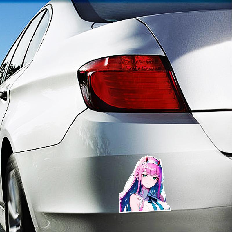 Creative  Japanese Anime Pink Girl Car Sticker Decal Motorcycle Body Car Window Waterproof Reflective Car Sticker