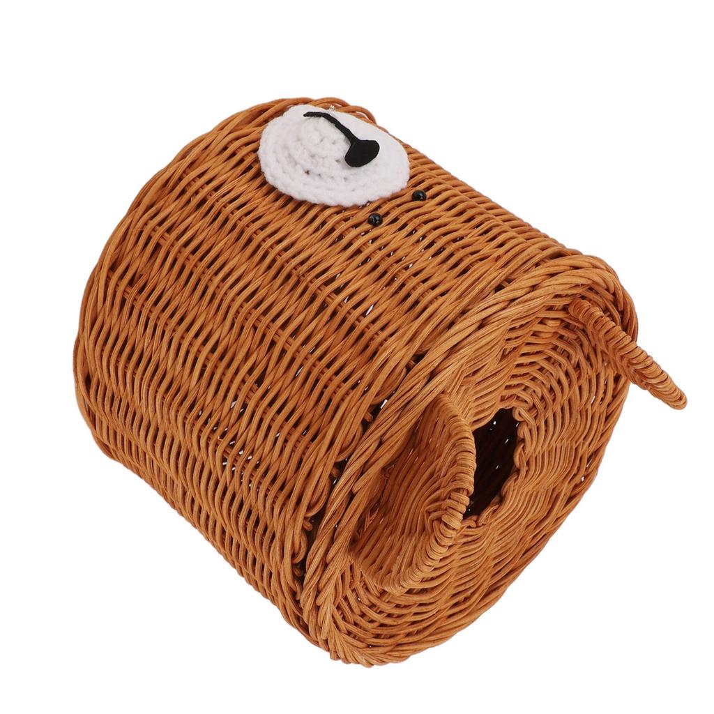 Obal na krabici s kapesníky Ratanový Roztomilý Medvídek Hnědý s víkem Snadný přístup Kulatý Snadná údržba Všestranný