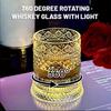 360° Rotating Whiskey Glass with LED Light Spinning Crystal Bourbon Tumbler Glowing Old Fashioned Scotch Glasses Gift 260ml