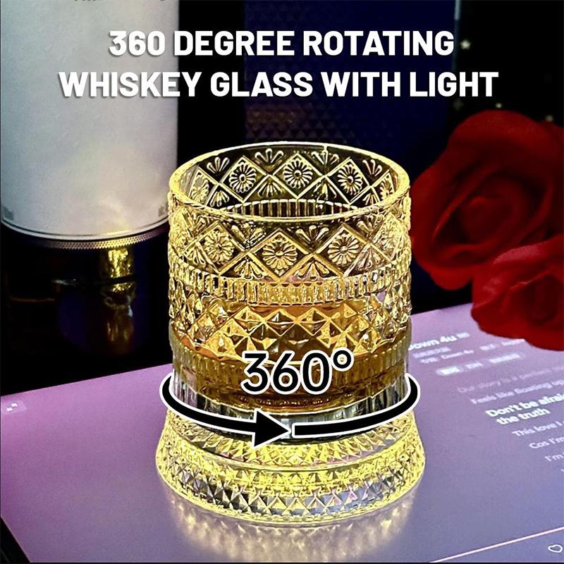 360 Rotating Seven Color Luminous Rotating Whiskey Glass Crystal High-end With Base Beer Glass Wine Glasses Bar Accessories