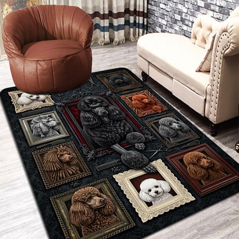 Poodle Portrait Gallery Pattern Rug Floor Mat for Living Room or Bedroom Soft and Comfortable Carpet a Gift for Birthday and Holiday.