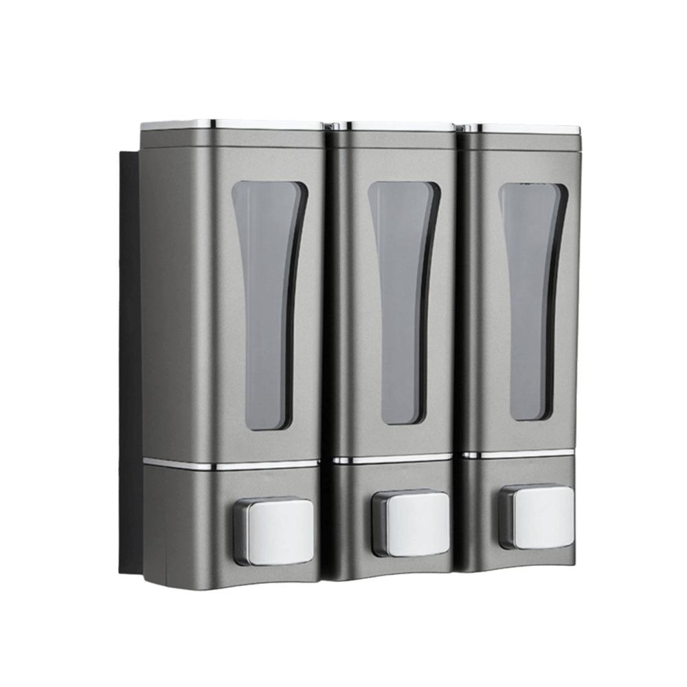 

Large Capacity Wall-Mount Soap Dispenser 3 Head Refillable Multi-Head Soap Dispenser Drip Type Multi Chamber серый