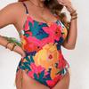 Plus Size Womens One Piece Swimsuit With Digital Print Supportive Padding Modest Coverage Swimming Beach