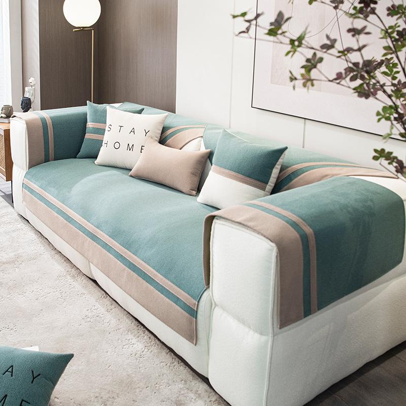 Einfarbiges Sofakissen, Ganzjahres-Anti-Rutsch-Anti-Rutsch-Anti-Rutsch-Wohnzimmerbezug, Vollbezug, Stoffhandtuch, leichtes Luxussofa