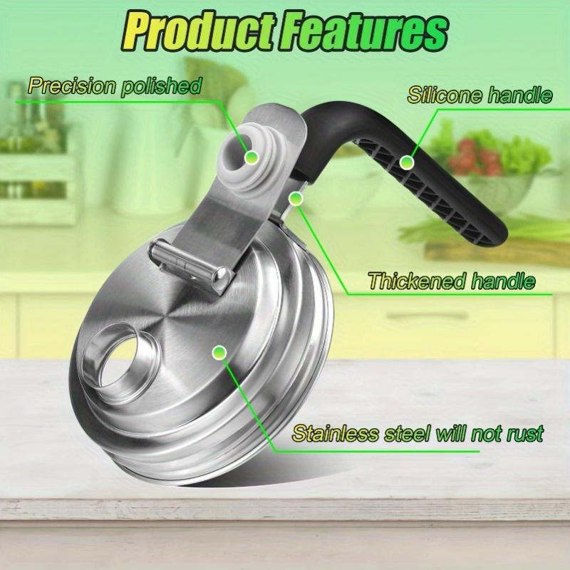 2pcs 304 Stainless Steel Mason Jar Lids with Handle - 86mm Spill-Proof Flip-Top Spout, Rust-Resistant, Leak-Proof Design for Kitchen, Camping, Travel