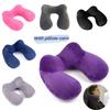 U-shaped Inflatable Neck Pillow Set For Travel With Camel Hump Design Soft And Comfortable