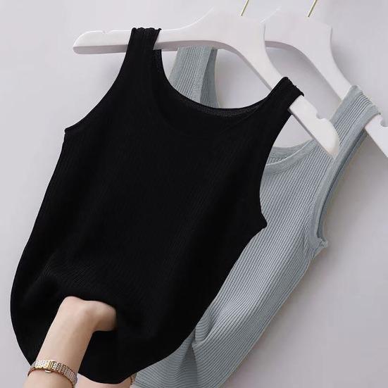 Women Vest Sleeveless Solid Color Sexy Summer Washable Anti-fade Oversized Tank Top Beach Clothing