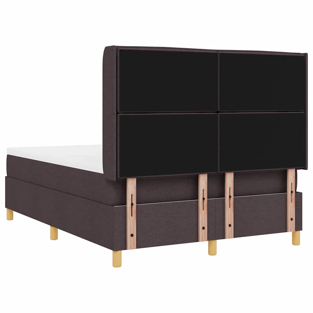 Box Spring Bed with Mattress Dark Brown 140 X 200 Cm Fabric