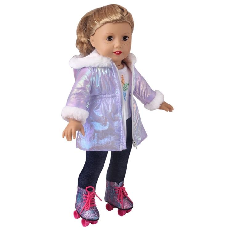 Long Coat Winter Doll Clothes For 18 Inch Girl Dolls Soft Plush Outfit Set Simple Wear Design