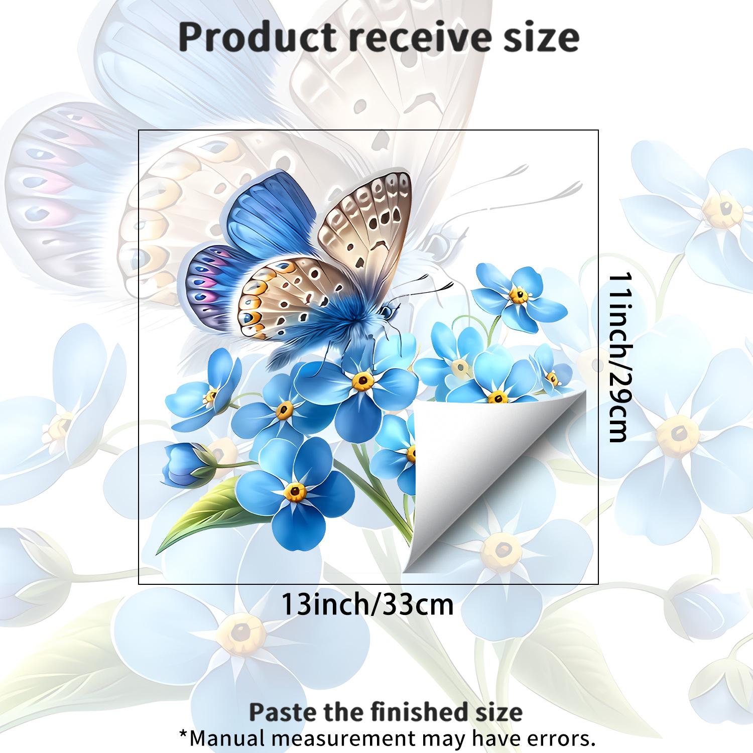 

Watercolor Butterfly Static Cling Wall Sticker for Kitchen Balcony Entryway No Glue Decor 29x33cm разноцветный