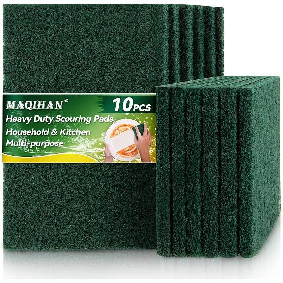 

MAQIHAN Прочные губки для мытья - 10 шт. Губки для сильных загрязнений Скребущие губки для кухни, ванной комнаты, бытовой уборки Средство для чистки посуды темно-зеленого