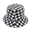 European and American ins plaid element hat four seasons outdoor double-sided bucket hat hot-selling basin hat women