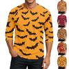 Herren Henley-Hemd mit Raglanärmeln Halloween-Print Dreiviertelärm Lässiges Oberteil für die Herbstsaison