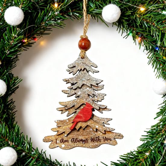 We Are Always with You Ornament Tree Shaped Wooden Christmas Ornament Sympathy Gift for Loss of Loved One