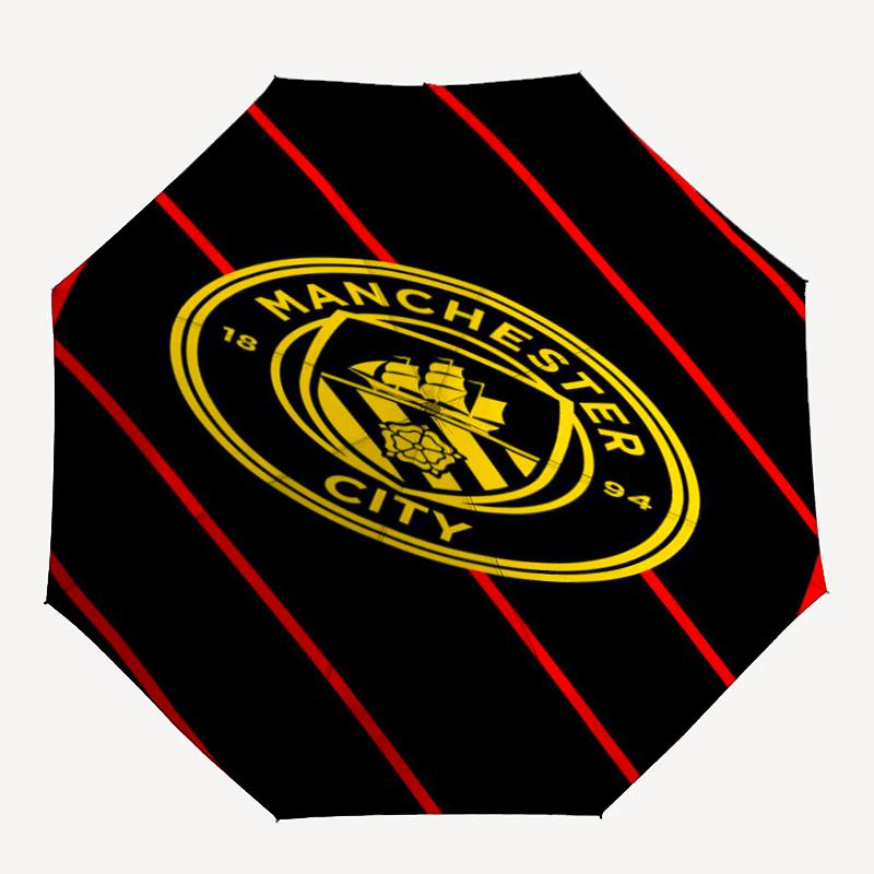 Manchester City Theme Automatic Umbrella, Lightweight & Portable, 8 Rib, Perfect for Outdoor Travel, Birthdays, Christmas, Gifts.
