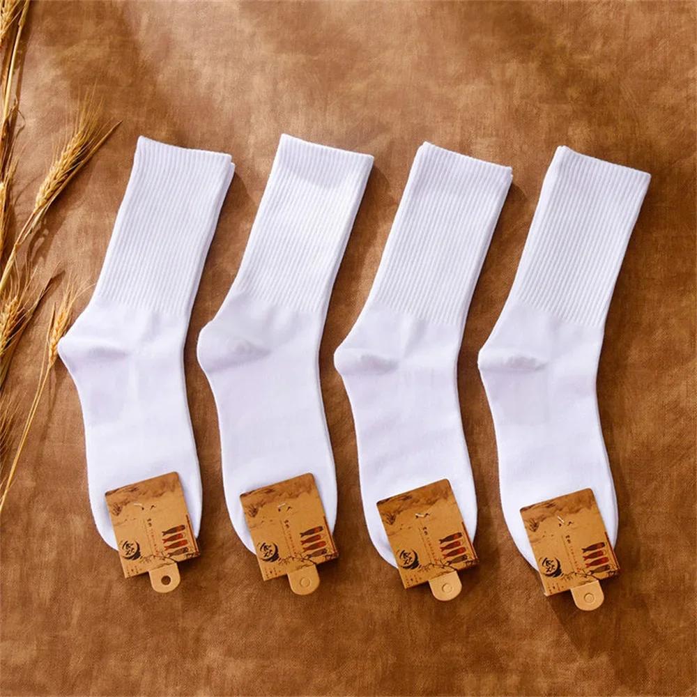 4 Paar/Packung Mittelhohe Socken Herren Baumwolle Winter Frühling Weiß Schwarz Männliche Freizeitsocken Weiche Atmungsaktive Knöchel-/Mittelrohrsocken