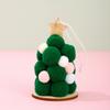 Plush Christmas Tree Ornament, Cute Pom Pom Balls Tree-Shaped Hanging Pendant with Star Tree Topper for Tree Wreath Home Party Decoration