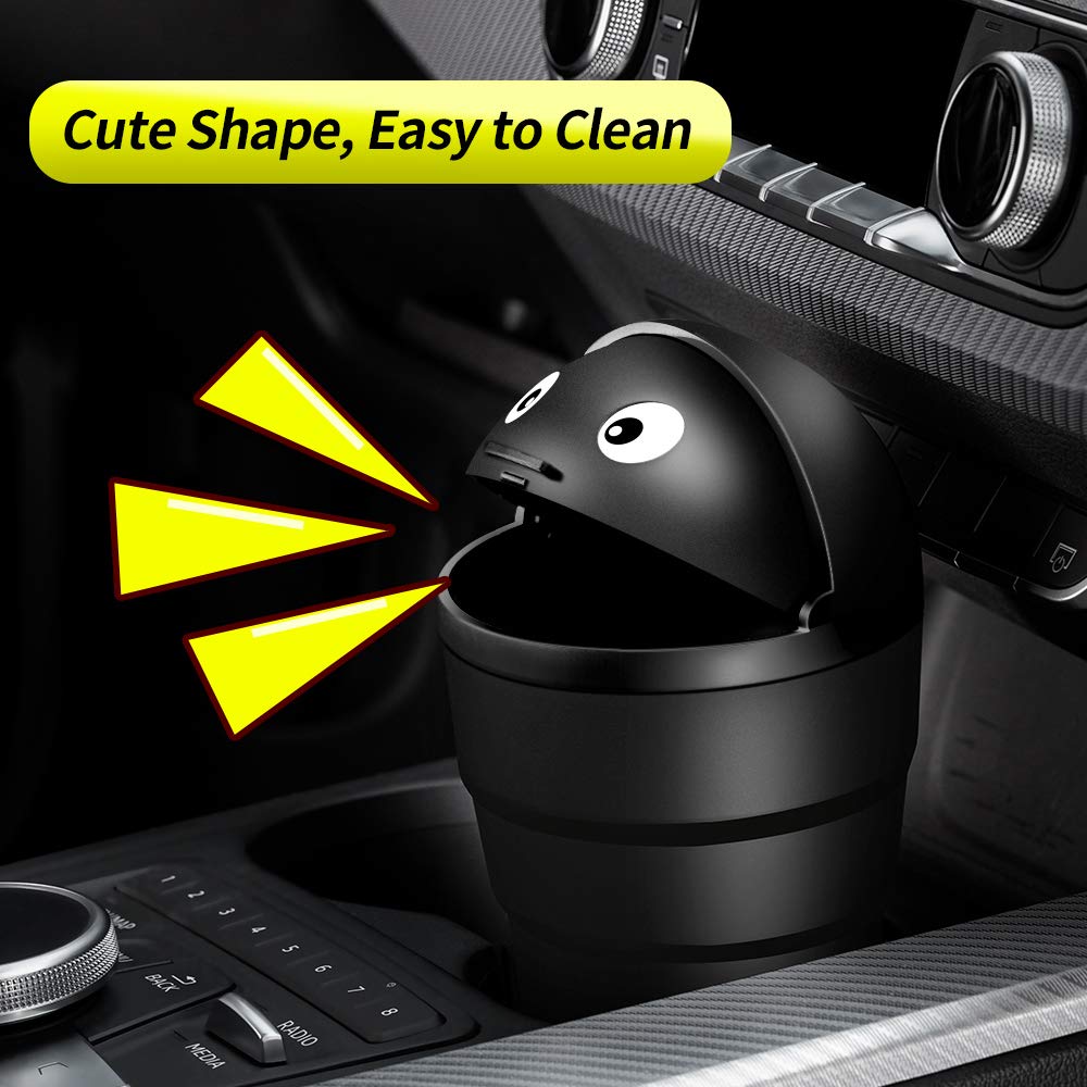 Universal Car Trash Can Auto Organizer Storage Box with Swing Lid Cute Mini Automotive Leakproof Vehicle Trash Bin for Car