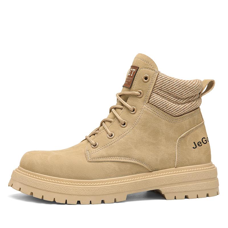 Модные ботинки для походов мужские байкерские ботинки для мотоциклистов повседневные кроссовки с круглым носком гибкая толстая подошва обувь для активного отдыха весна и осень 39 хаки 7449₽