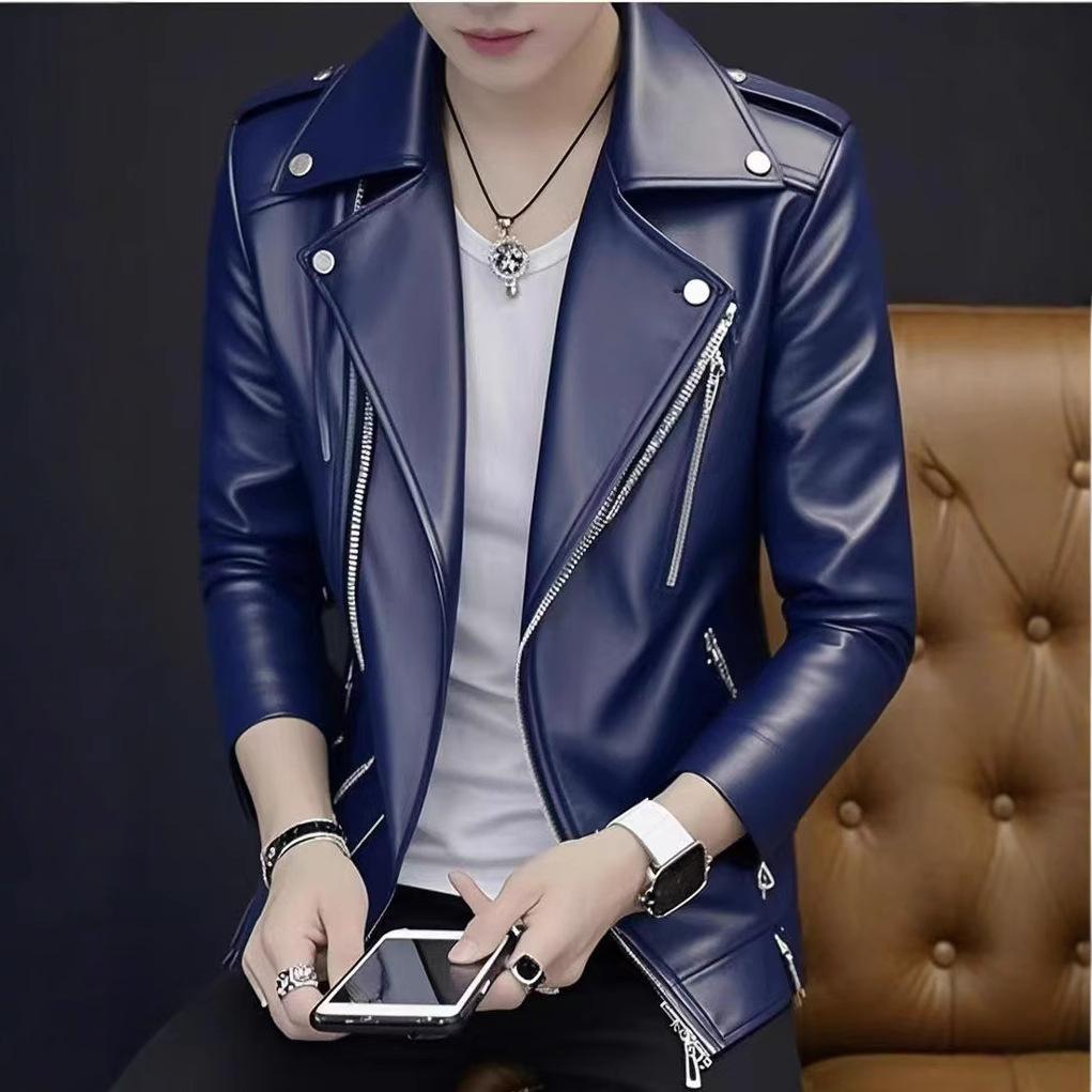 Men's PU leather jacket men's spring and autumn American retro loose casual boys trendy brand tooling