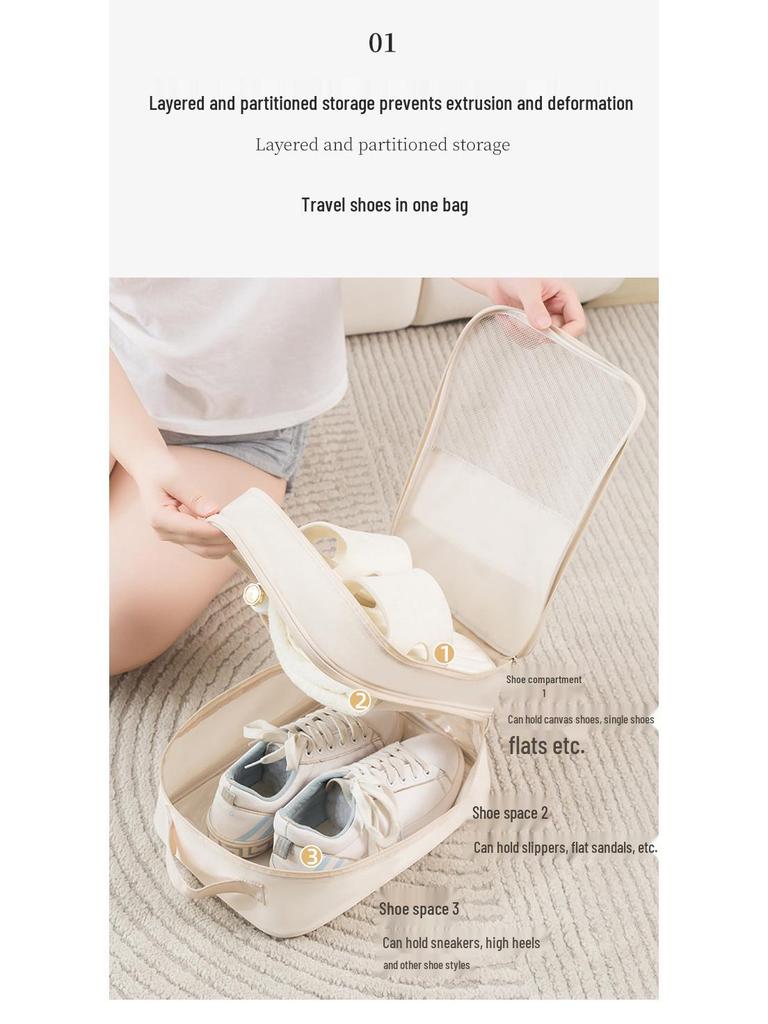 Portable Three-Layer Dustproof Shoe Storage Bag - Easy Carry, Handheld, for Outdoor Travel