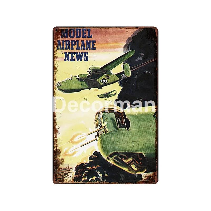 [ DecorMan ] Fighter US ARMY TroopsMetal Signs Airplane Decor LT-1988