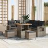 8-Piece Garden Sofa Set with Grey Cushions Poly Rattan Acacia 3361743