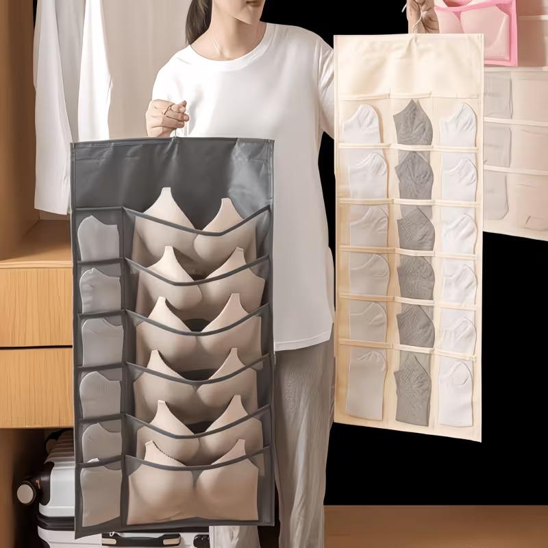 Double Sides Underwear Storage Hanging Bag Dormitory Home Wardrobe Hanging Wall Foldable Bag Underpants Socks Organizer