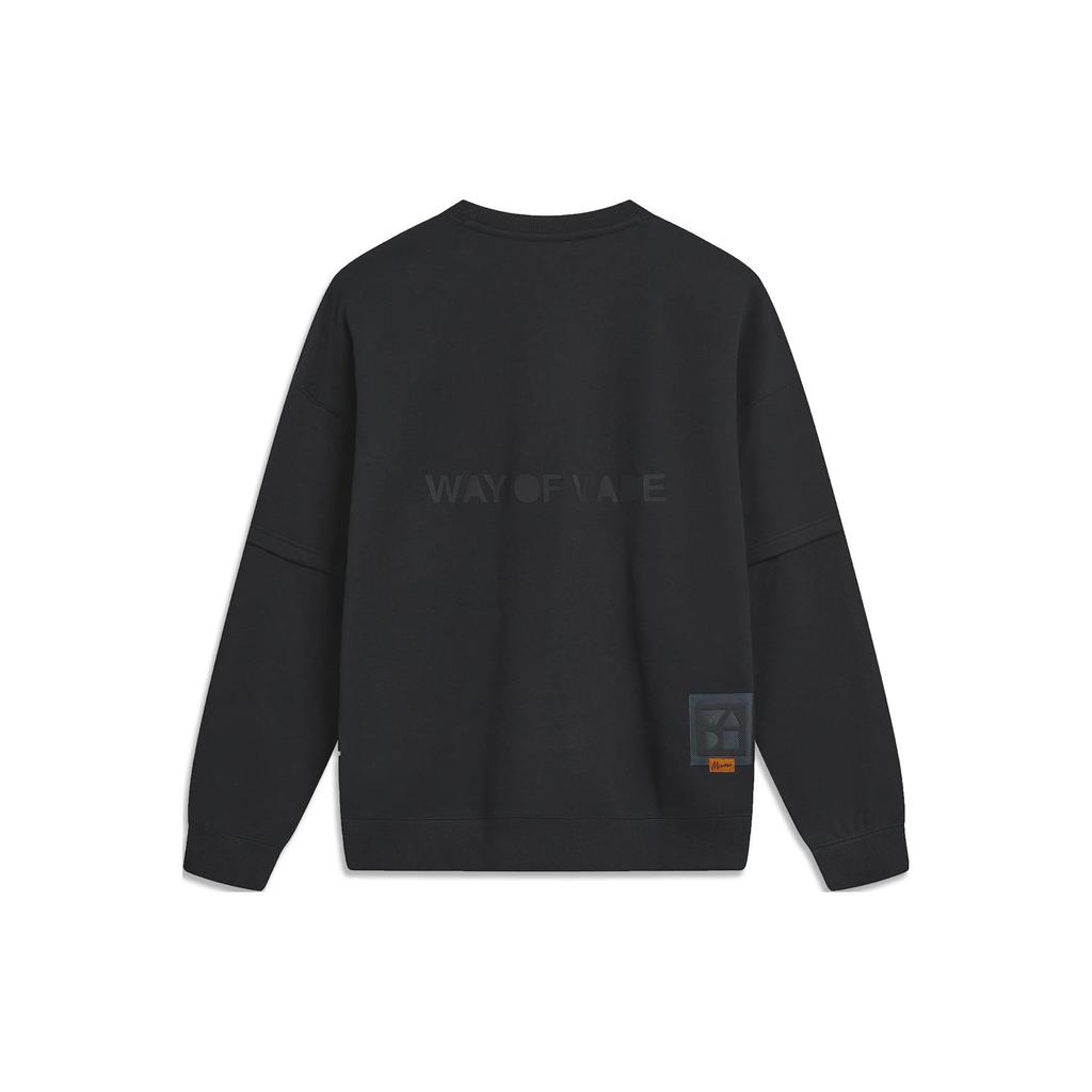 Li Ning Wade Series Solid Color Fleece Warm Loose Pullover Sweatshirt Men Sweatshirt Black AWDT947-1