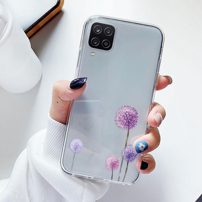 Phone Case For Samsung A12 M12 F12 Floral Silicon Cover For Samsung Galaxy A12 5G Fundas Coque Transparent Soft Capas Flower TPU