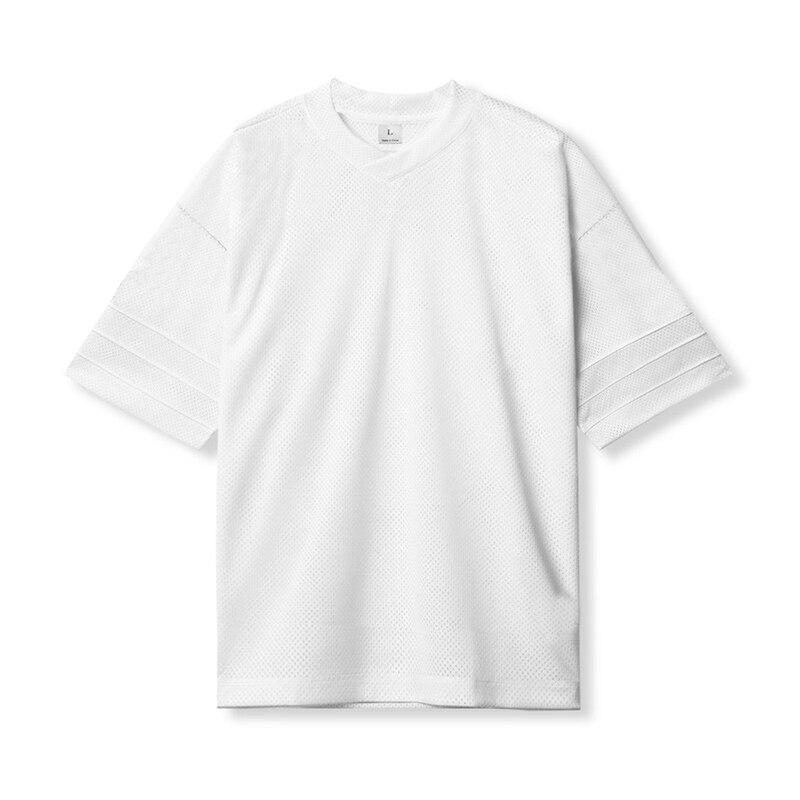 Do The Work  Mens V Neck Oversized Mesh Gym Sports Solid Color Dropped Shoulders Summer Bodybuilding Fitness Workout Tee Shirt
