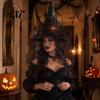 Spooky Party Streamers Halloween Witch Hat Hanging Decor, Spider Web Ribbon Prop for Party, Dark Wizard Costume Accessory Masquerade Decorations