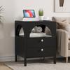 Modern Nightstand with 2 Drawers and 1 open compartment, suitable for living room, bedroom and hallway, black,45 x 40 x 58 cm,1 piece