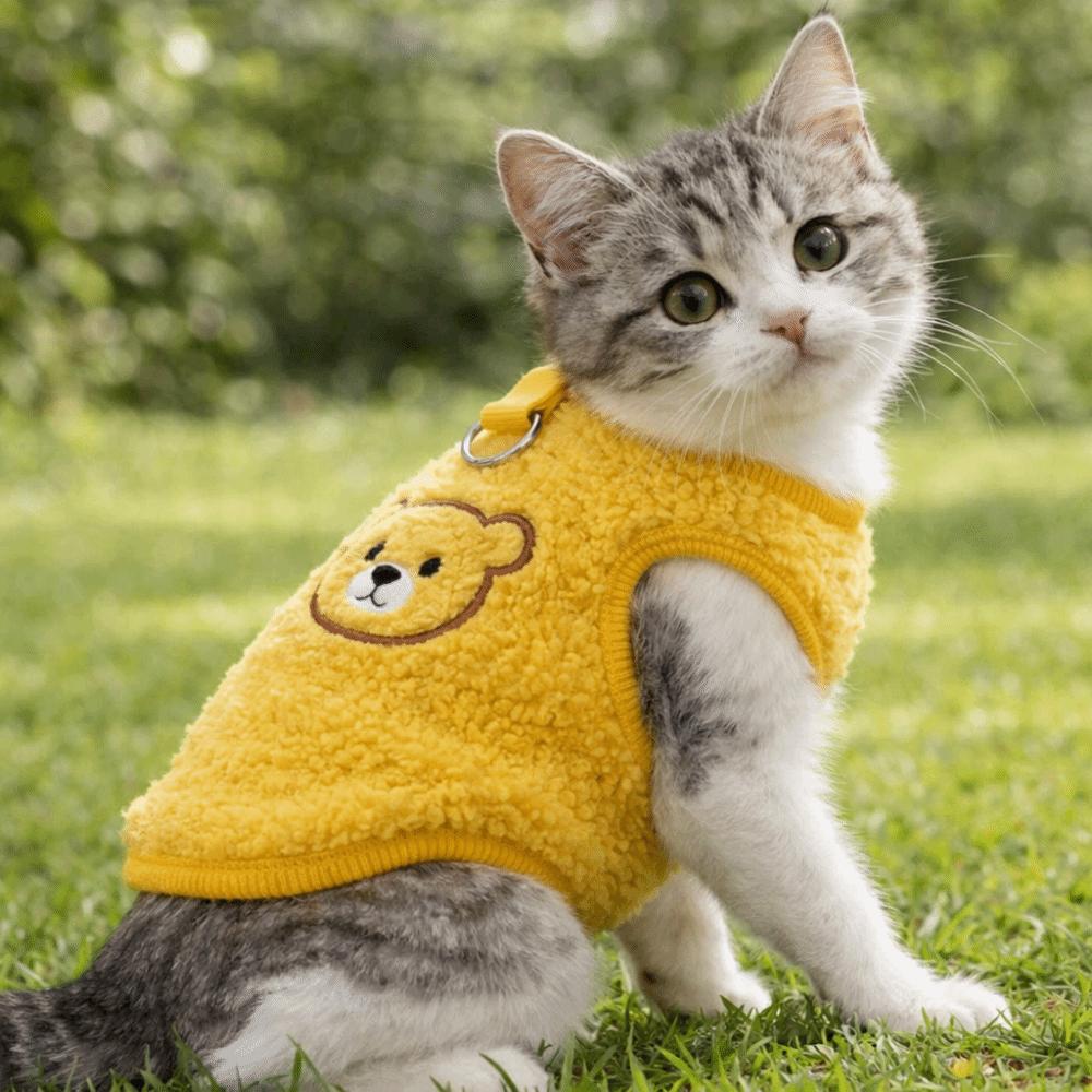 Cartoon Cat Sleeveless Vest Thickened Dog Fleece Coat Fashion Winter Dog Costume  Winter Season