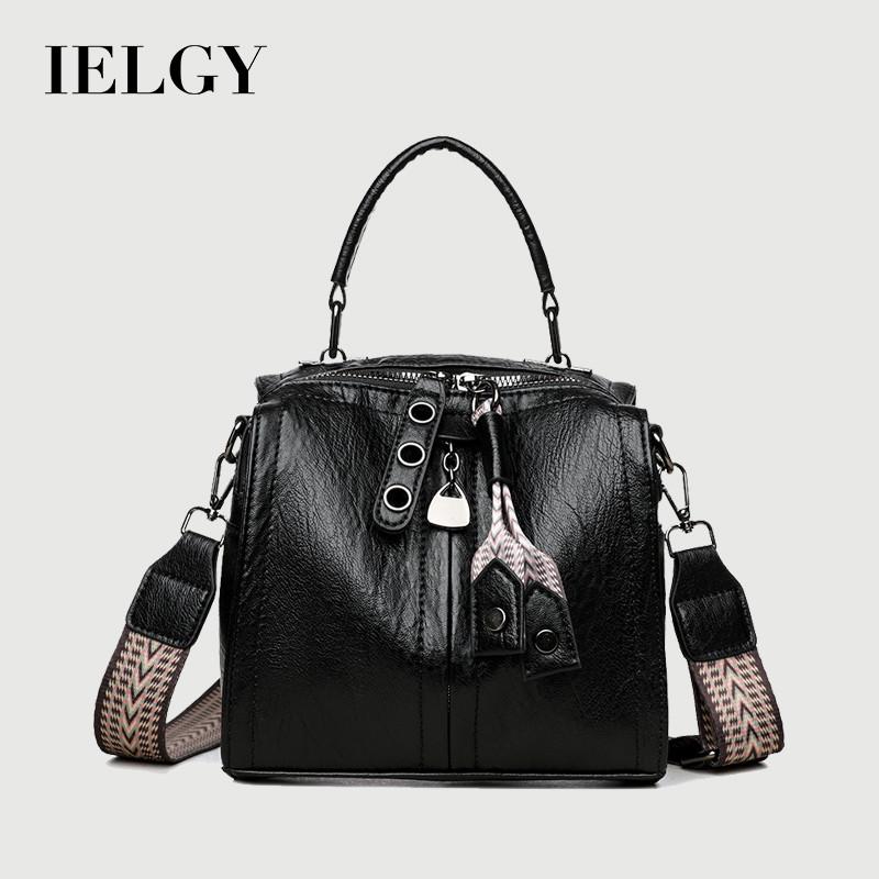 IELGY Retro Boston Bag Shoulder Crossbody Fashionable All-Match Large-Capacity Handbag