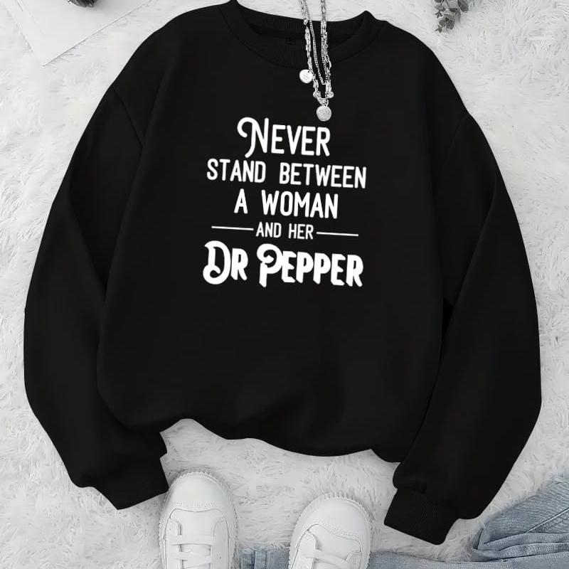 Stylish Printed Women s Crew Neck Hoodie, Loose Silhouette S